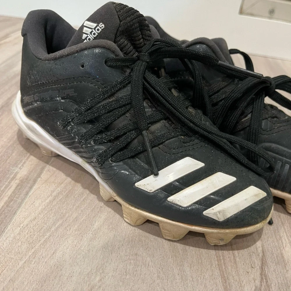 Adidas Afterburner Kids Black and White Cleats Size 12 - Picture 11 of 12